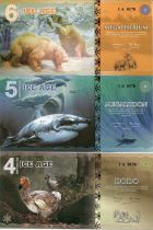 Beringia 15 Ice Dollars, Lot 3 Billets : Dodo - Megalodon - Megatherium 2015