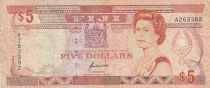 Billet Fiji 5 dollars Elisabeth II, Reine d\'Angleterre et du Commonwealth 1992