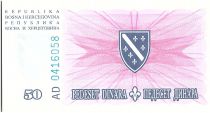 Bosnia-Herzegovina 50 Dinara  Pink and Arms  - 1994 - Reduced size