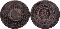 Brazil 40 Reis on 80 Reis - Pierre I - Arms 1829 R