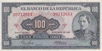 Colombia 100 Pesos Oro - General Santander - 20-07-1965 - Serial Y