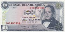 Colombia 100 Pesos oro - Santander - Capitol  - 20-07-1971 - Serial Y