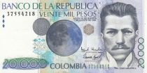 Colombia 20000 Pesos - Julio Garavito - 07-08-1998 - Serial 37554218