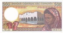 Comores 500 Francs  - Jeune fille, pirogues - ND (1994) Série W.05