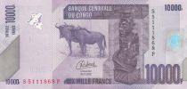 Congo (RDC) 10000 Francs - Statue - Gnu, birds - 2022