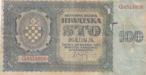 Croatia 100 Kuna 1941 - Blue-grey, arms - Serial G4518808