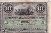 Cuba 10 Pesos - Récolte du sucre de canne Surchargé PLATA - 1896