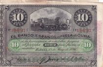 Cuba 10 Pesos - Récolte du sucre de canne Surchargé PLATA - 1896