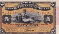 Cuba 5 Pesos - Woman, boats - Overprinted Plata - 1896 - P.48b