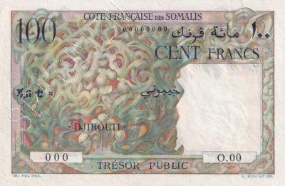 Djibouti 100 Francs Cte Franaise des Somalis - ND (1952) - Spcimen