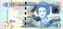 East Carribean States 10 Dollars Elizabeth II - Admiratly Bay, the Warspite boat  - 2016