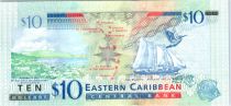 East Carribean States 10 Dollars Elizabeth II - Admiratly Bay, the Warspite boat  - 2016