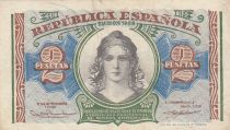 Espagne 2 Pesetas - Femme - Pont de Tolède - 1938 - P.95