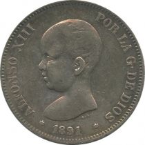 Espagne 5 Pesetas Espagne 1891- Alfonso XIII - Armoiries - Argent