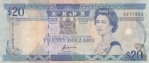 Fiji 20 dollars - Elisabeth II - Fidjien\'s house - Serial D - 1992