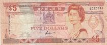 Fiji 5 dollars - Elisabeth II - Fidjiens - Serial  B - 1992