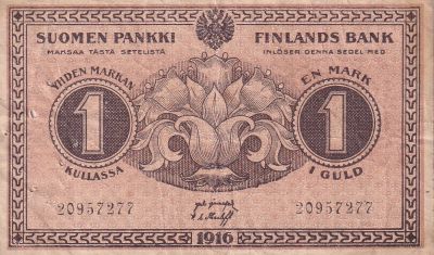 Banknote Finland 1 Markka - Brown - 1918 - F 