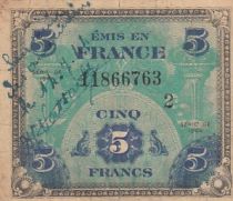 France  5 francs - Allied Military Currency - Flag - 1944 - Serial 2