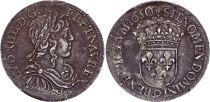 France 1/2 Ecu Louis XIV long hair - 1650 - Rennes - Silver