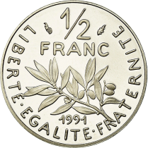 France 1/2 franc Semeuse - 1991 - BE