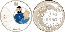 France 1,5 Euros - Hergé - Tintin - Capitaine Haddock - 2007 - colorisée - Argent - Frappe BE - sans boite avec certificat