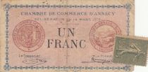 France 1 franc - Chambre de commerce d\'Annecy with stamp - Serial 187 - 19^16