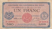 France 1 Franc - Chambre de commerce de Lyon - Série 580 - 1916 - TTB