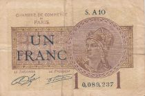 France 1 Franc - Paris Chamber of Commerce - 1919-1922 - F - Serial A.10