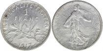 France 1 Franc - Sower- 1917 - Silver