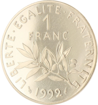 France 1 Franc Proof Sower 1992