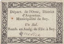 France 1 sol - Orne - Municipality of Say - 1792