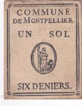 France 1 Sol 6 Deniers - Herault - Commune de Montpellier - 1791-1792