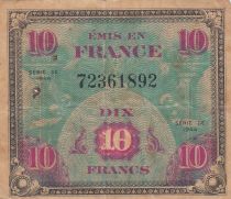 France 10 Francs - Allied Military Currency - Flag - 1944 - Without serial - F - P.116