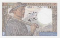 France 10 Francs - Miner - 19-11-1942 - Serial L.18