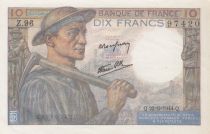 France 10 Francs - Miner - 22-06-1944 - Serial Z.96