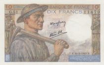 France 10 Francs - Miner - 25-03-1943 - Serial G.51