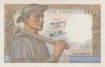 France 10 Francs - Miner - 25-03-1943 - Serial Q.51