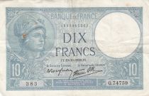 France 10 Francs - Minerva - 19-10-1939 - Serial Q.74759