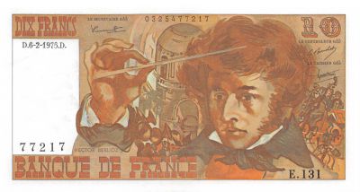 Banknote France 10 Francs Berlioz - 06-02-1975 Serial E.131 - AU