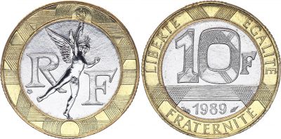 piece 10 francs 1989 genie de la bastille