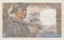 France 10 Francs Miner - 22-06-1944 Serial Y.86 - VF