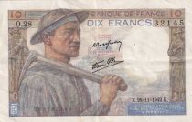 France 10 Francs Miner - 26-11-1942 Serial O.28