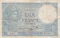 France 10 Francs Minerva - 17-08-1939 - Serial M.70672