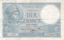 France 10 Francs Minerva - 21-09-1939 - Serial V.72346