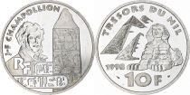 France 10 Francs Trésor du Nil : Champollion - 1998 - Argent - Avec boite et certificat - Frappe BE