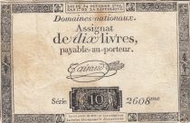 France 10 Livres - Filigrane Fleur de Lys - 24-10-1792 - Sign. Taisaud - Série 2608