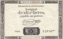 France 10 Livres - Filigrane République - Sign. Taisaud - 24-10-1792 - Série 15198