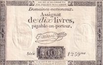 France 10 Livres Noir - Filigrane République - (16-12-1791) - Sign. Taisaud - Série 1259 - L.146