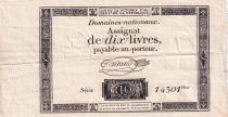 France 10 Livres Noir - Filigrane République (24-10-1792) - Sign. Taisaud - Série 14301