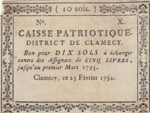 France 10 sols - Nièvre - Caisse patriotique de Clamecy - 1792